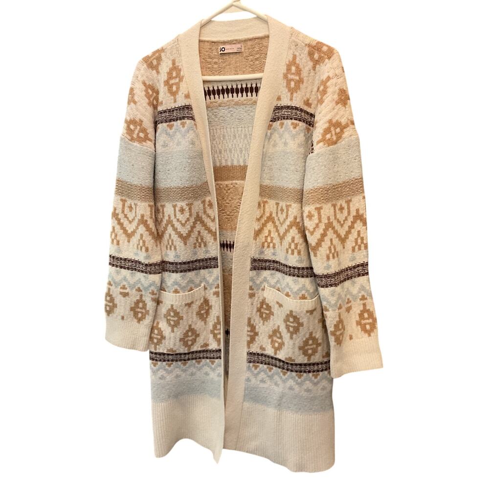 SO Cream Multi Size Medium Long Cardigan